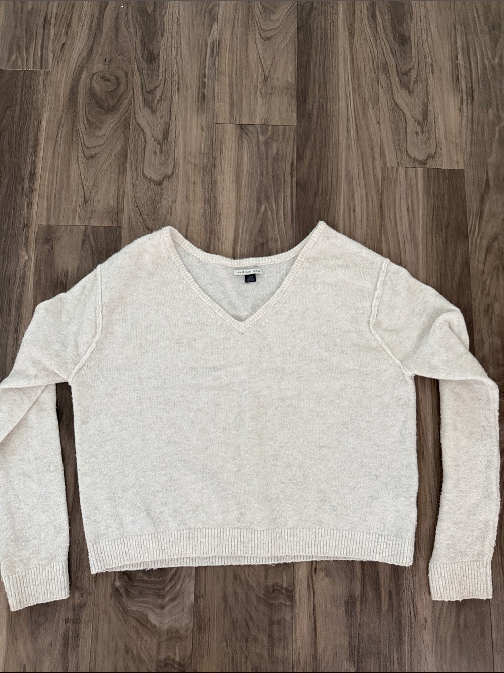 American Eagle Outfitters Cream V-Neck Sweater